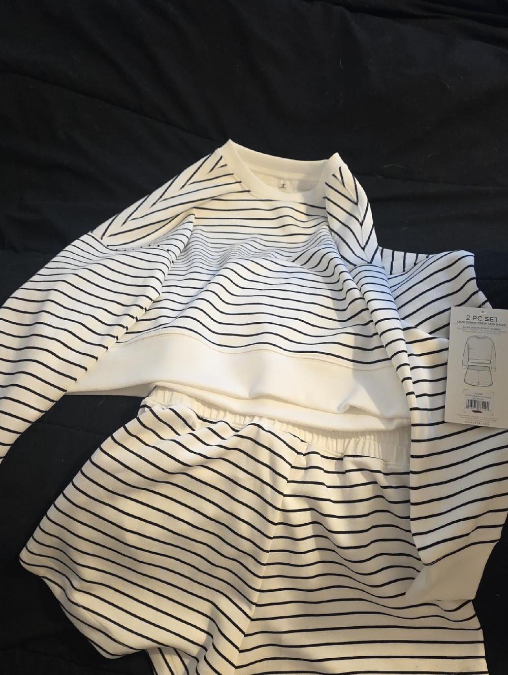 Danskin White and Black Striped Two-Piece Lounge Set
